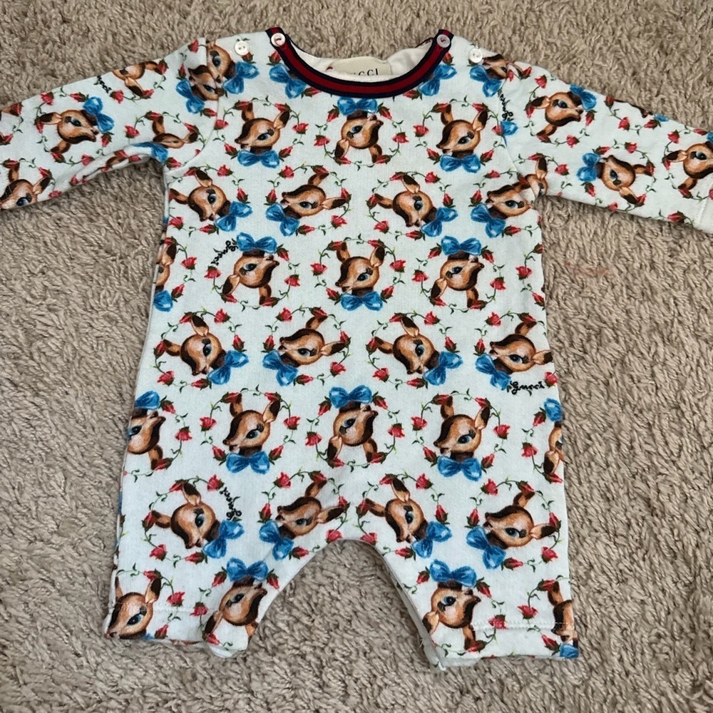 RARE Gucci Baby 0-3 Deer Jumper Sleeper EUC